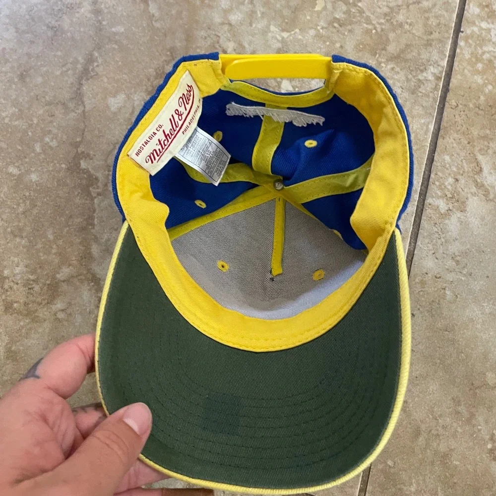 Mitchell & Ness Denver Nuggets Snapback Hat Blue Yellow‎ Perez 28 NBA Cap Boys